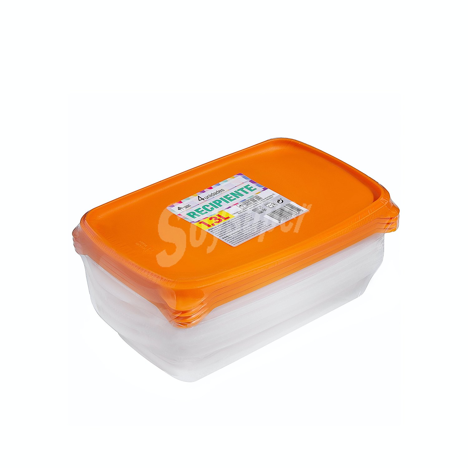 Recipiente plastico multiusos rectangular 1,3 l