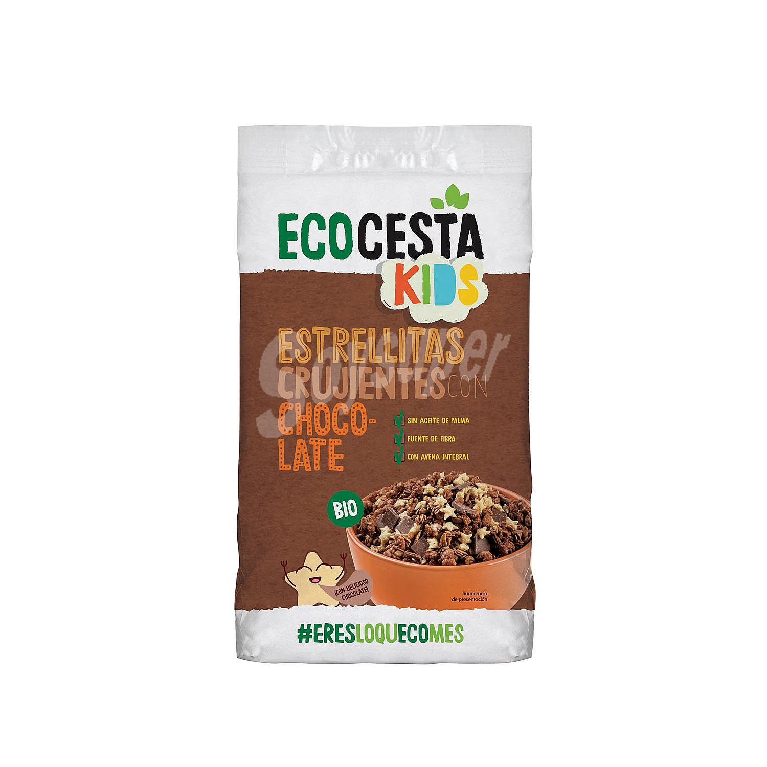 Muesli estrellitas crujientes con chocolate ecológico ecocesta sin aceite de palma