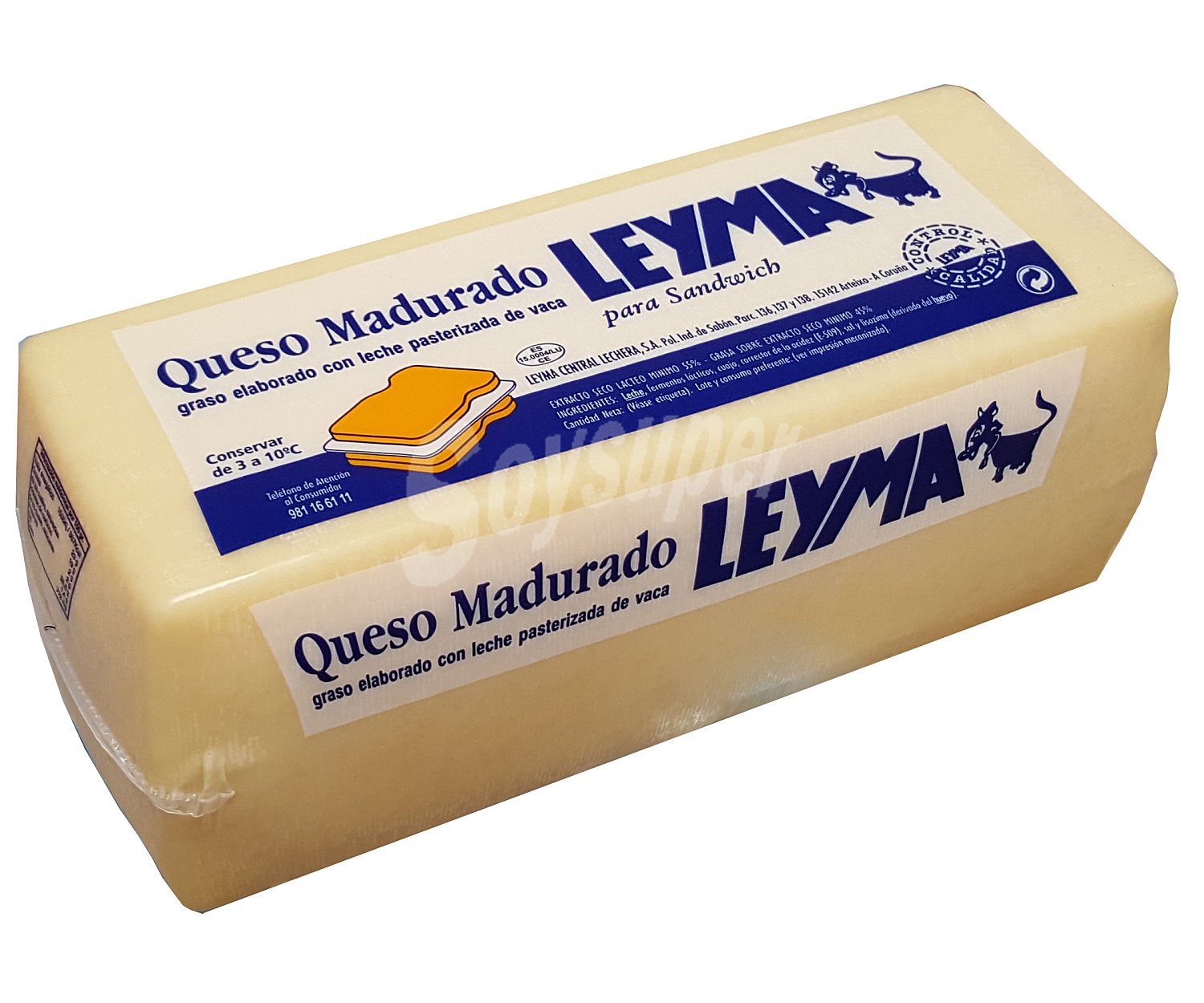 Queso madurado. en barra para sandwich