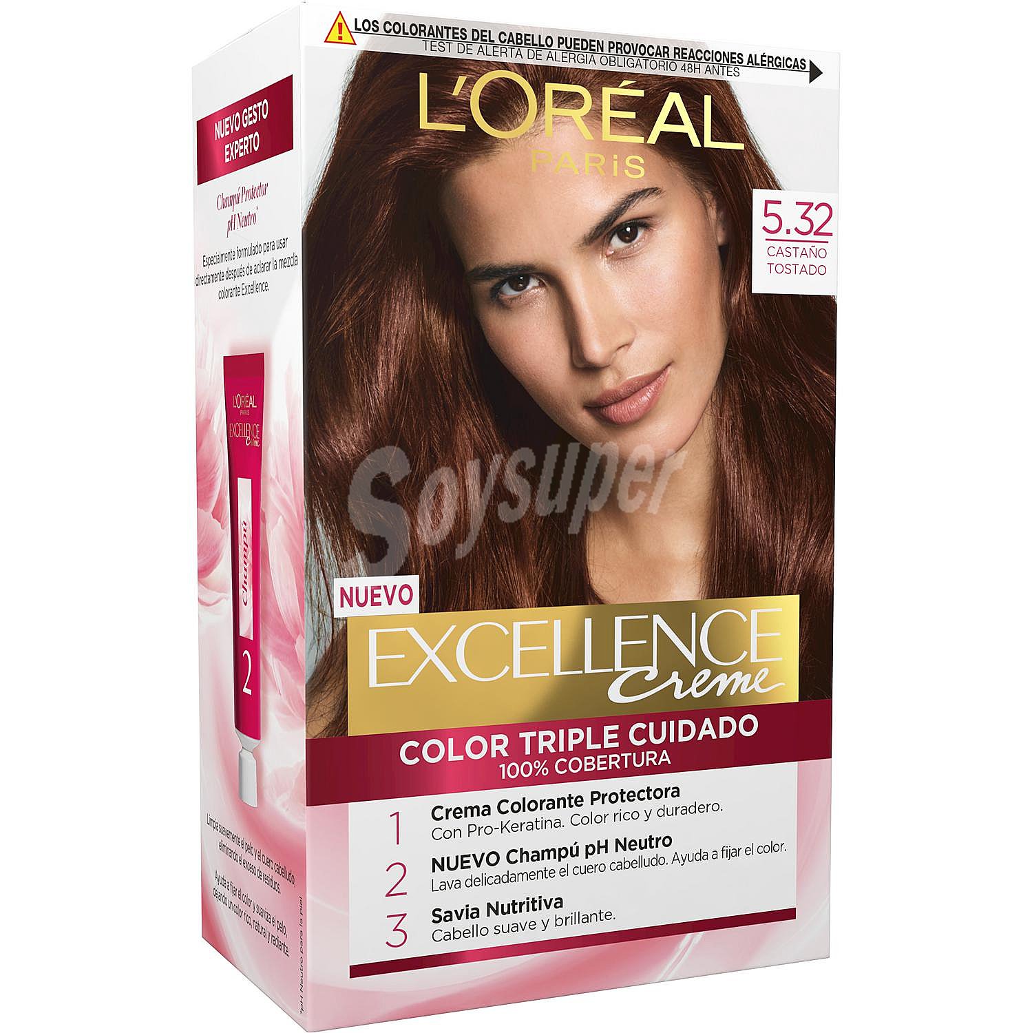 Tinte permanente tono 5.32 castaño tostado Excellence Creme l'oréal Paris