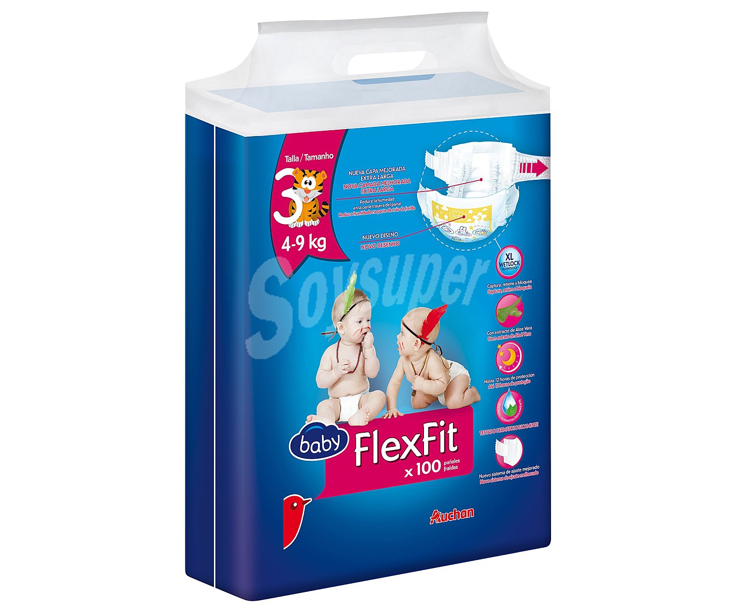 Pañales talla 3 para bebés de 4 a 9 kilogramos baby flexfit