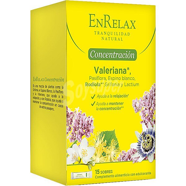 Enrelax Concentración sobres granulados Valeriana, Pasiflora y Espino Blanco