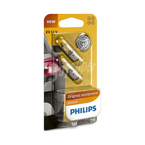 Lote de 2 bombillas para automóvil, tipo H6W, 12V, philips