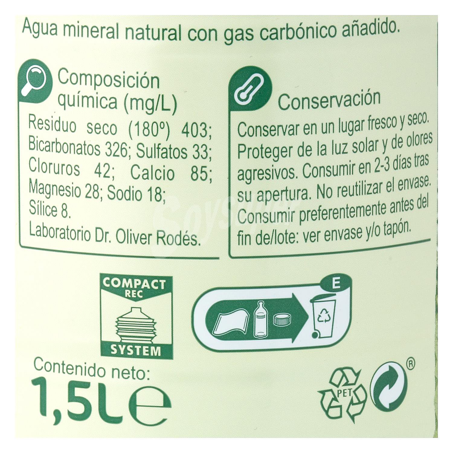 Agua mineral con gas Carrefour natural