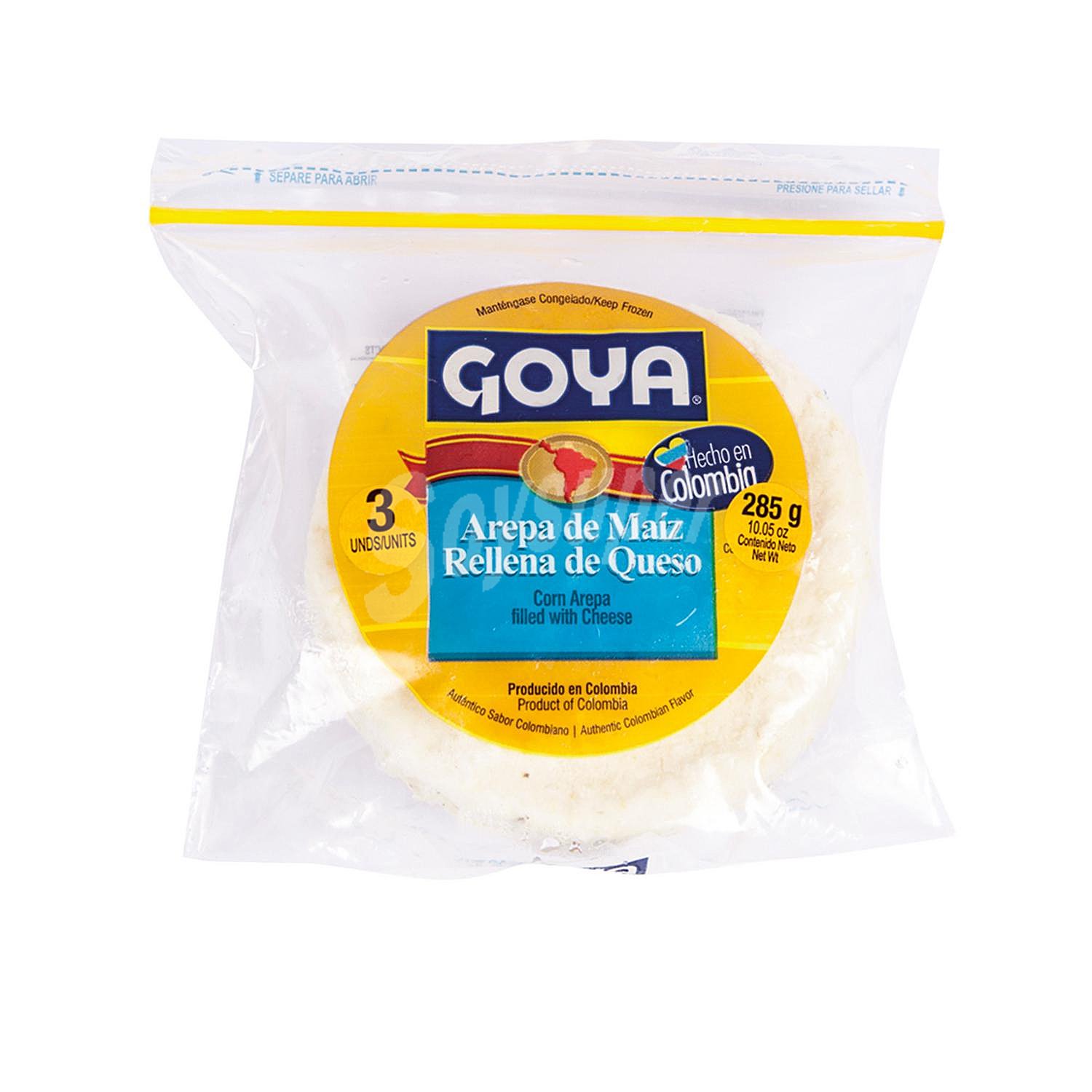 Arepa de maíz rellena de queso Goya