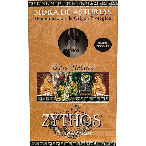 Zythos sidra natural tradicional DOP Sidra de Asturias Estuche con vaso