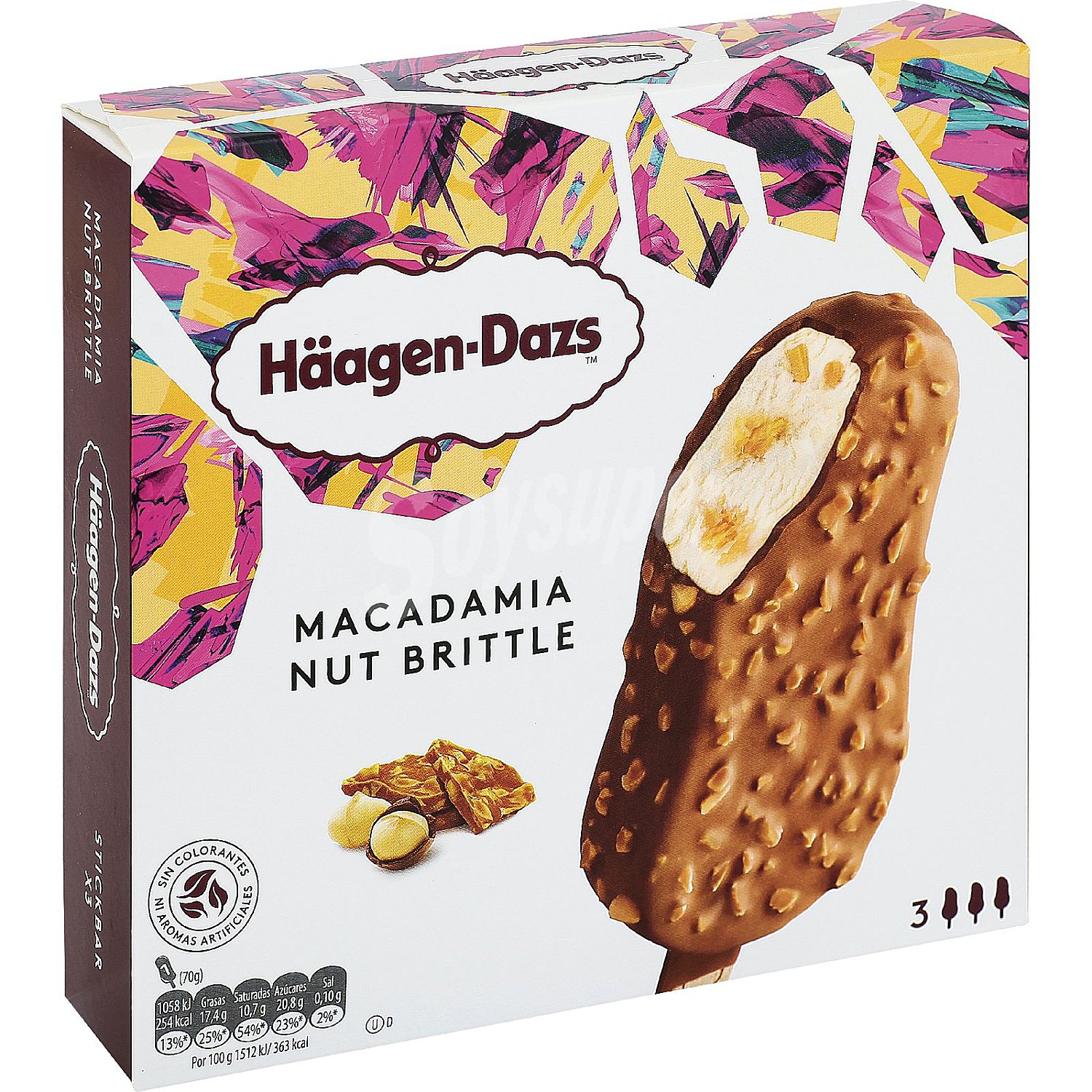 Bombón de macadamia nut brittle Häagen-Dazs sin gluten