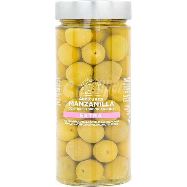 Aceitunas de manzanilla con hueso sabor anchoa extra tarro 345 g neto escurrido