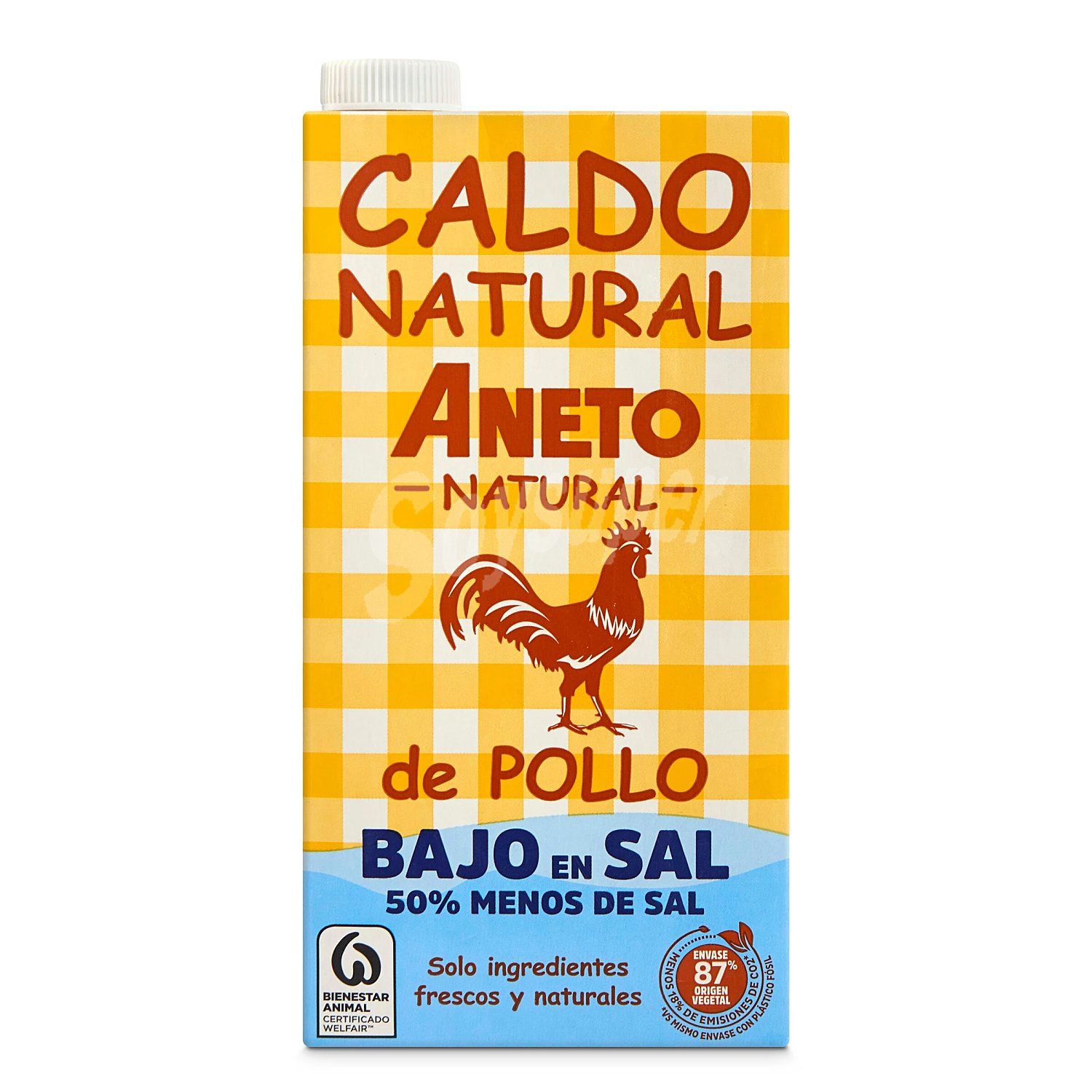 Caldo natural de pollo bajo en sal Aneto sin gluten y sin lactosa