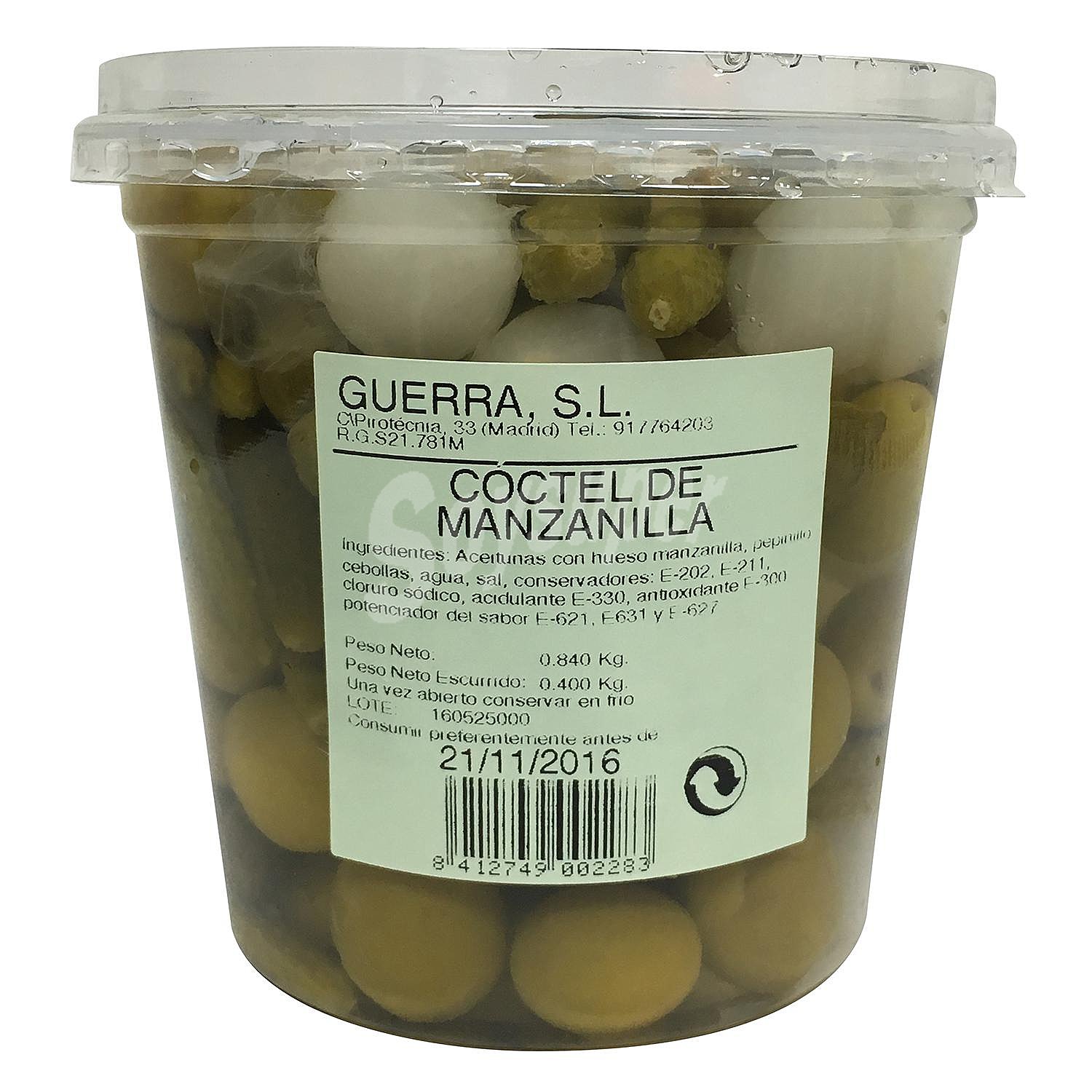 Aceitunas coctel. manzanilla