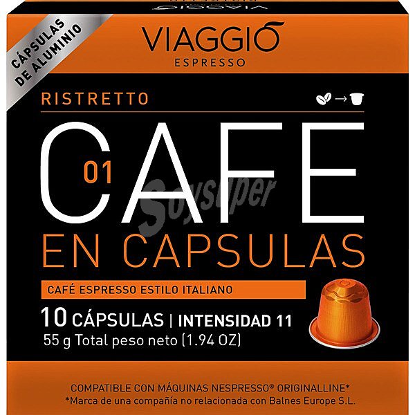 Espresso Ristreto 01 café italiano intensidad ápsulas compatibles con máquinas Nespresso