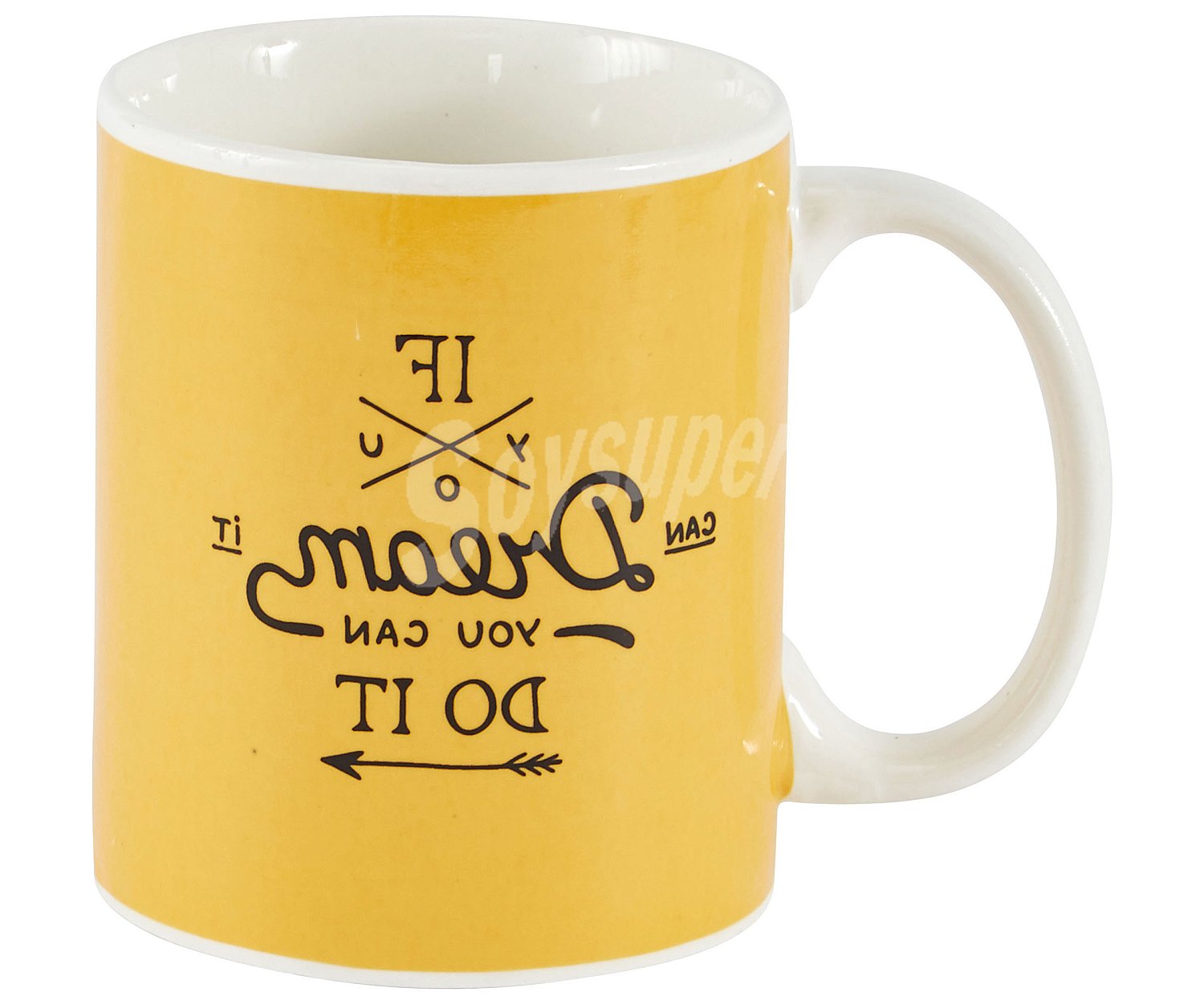 Taza mug de porcelana color amarillo con diseño y capacidad de , actuel