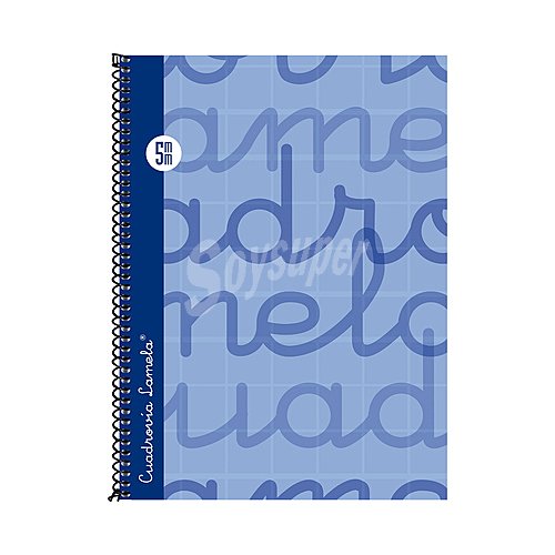 Cuaderno de espiral tamaño cuarto con 80 hojas de cuadrovía 5mm, color azul. editorial lamela