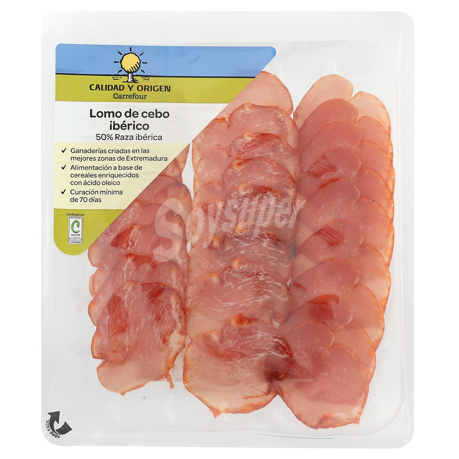 Lomo de Cebo Ibérico 50% Raza Ibérica loncheado Calidad y Origen Carrefour