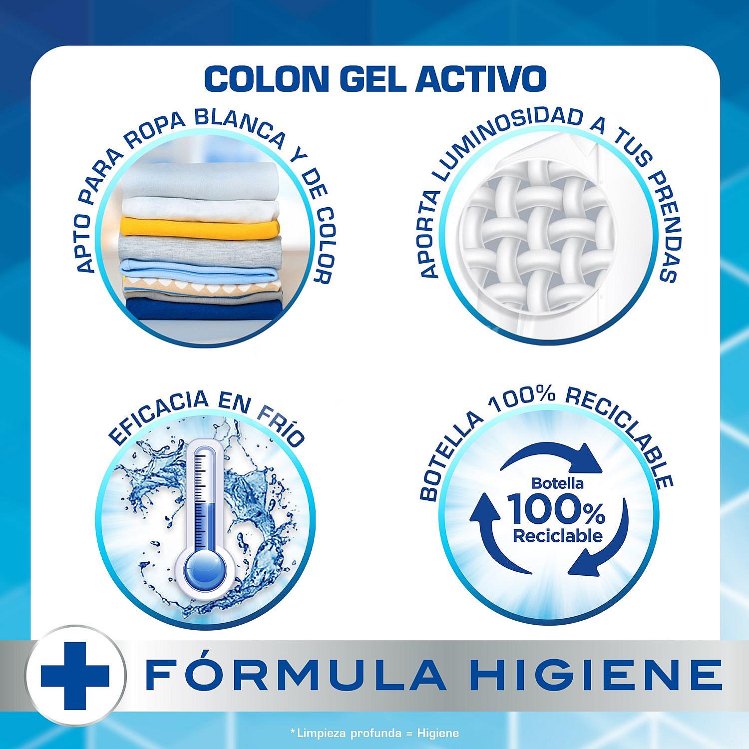 Detergente máquina líquido gel activo para ropa blanca y de color