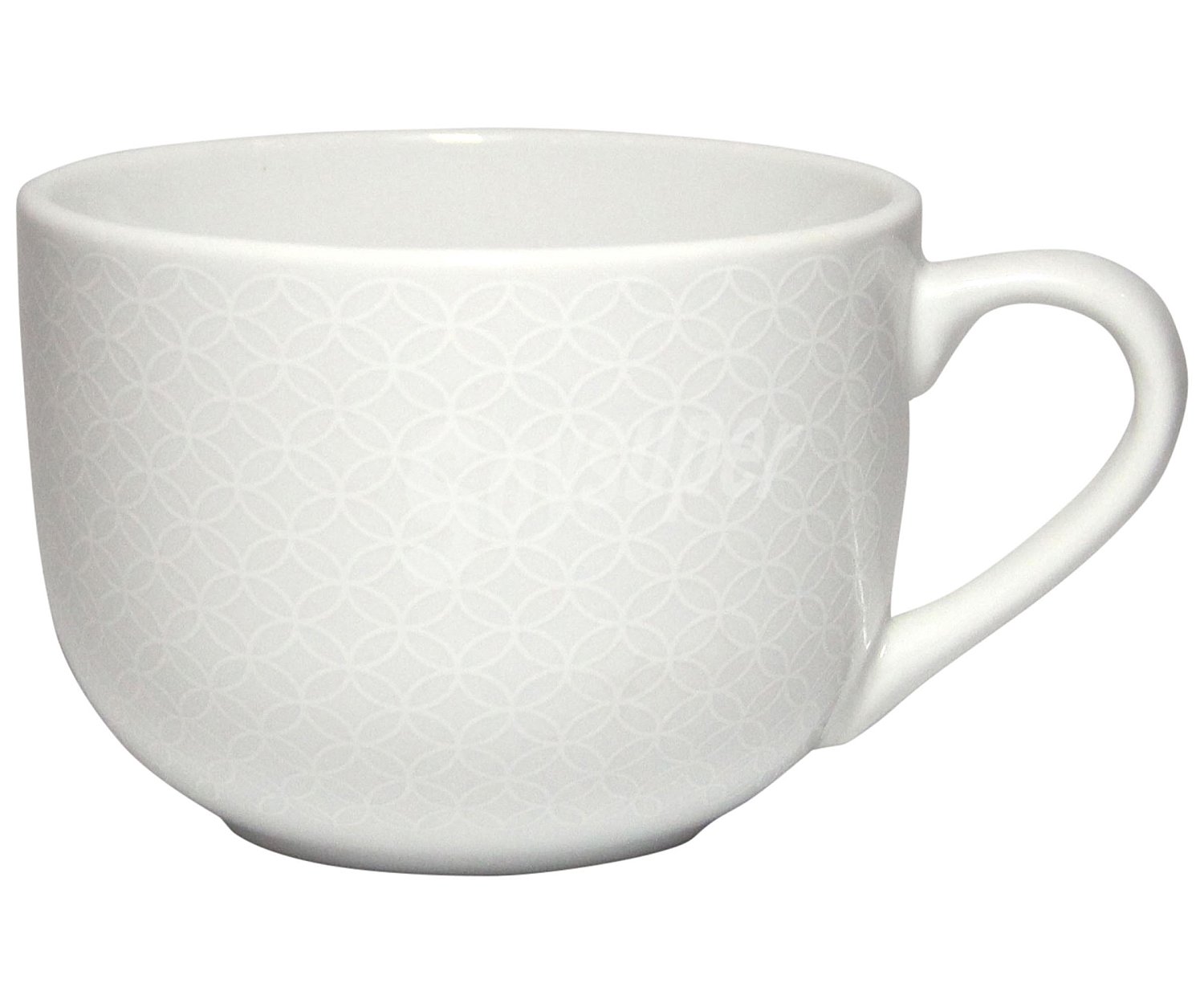 Taza jumbo de porcelana blanca decorada, 0,5 litros, actuel.