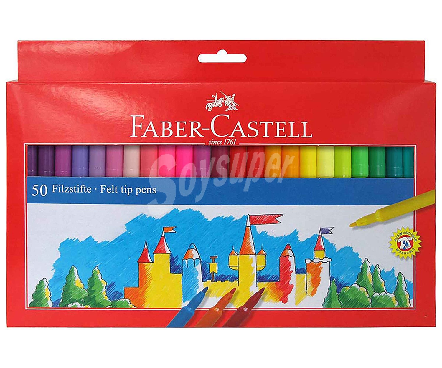 Pack de 50 rotuladores punta de fibra, faber-castell.