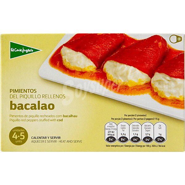 Pimientos del piquillo rellenos de bacalao