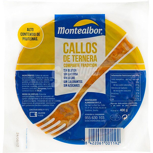 Callos de ternera estilo tradicional, sin azucares, ni colorantes ni alérgenos, ni gluten ni lactosa