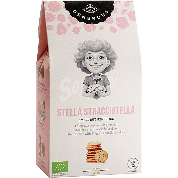 Stella Stracciatellas galletas de mantequilla y chocolate sin gluten y ecológicas envase 100 g