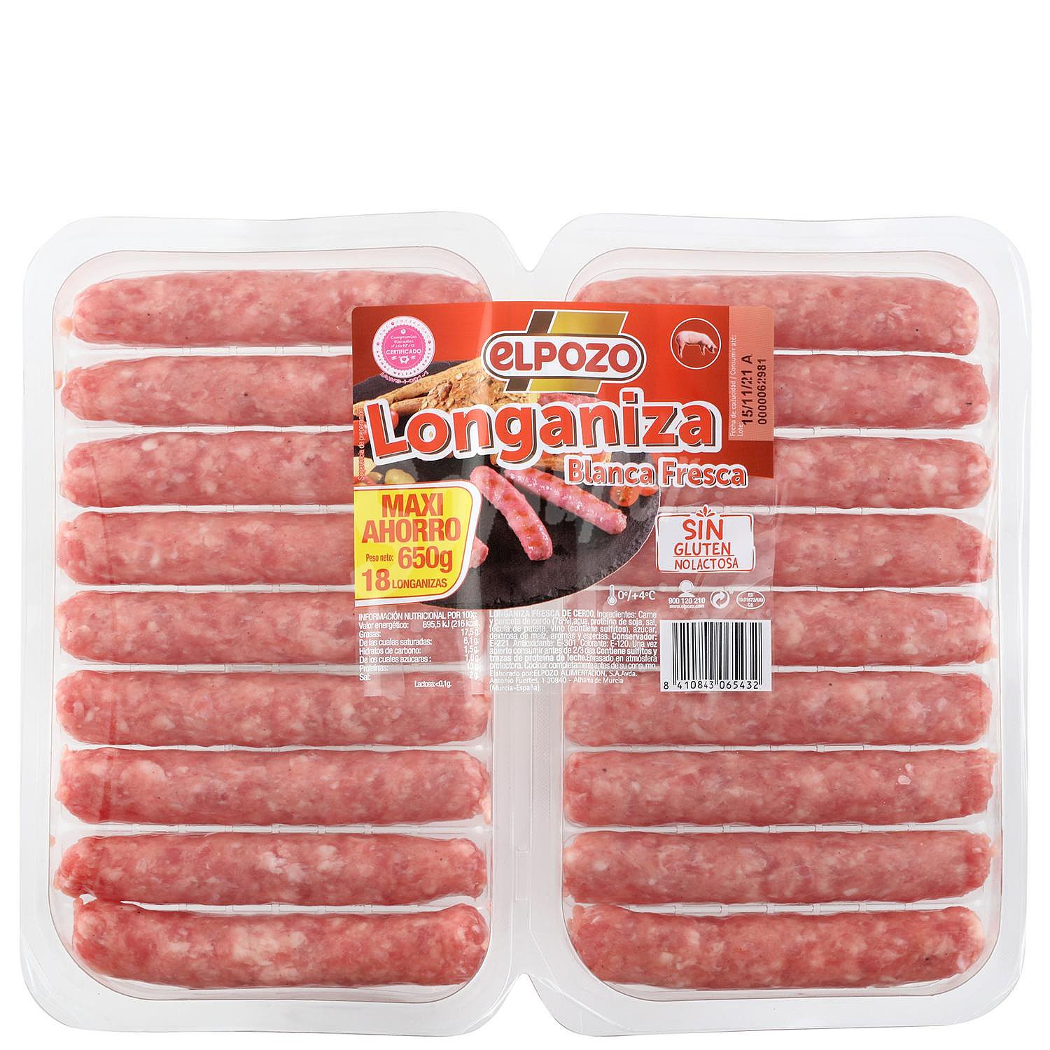 Longaniza blanca de cerdo fresca