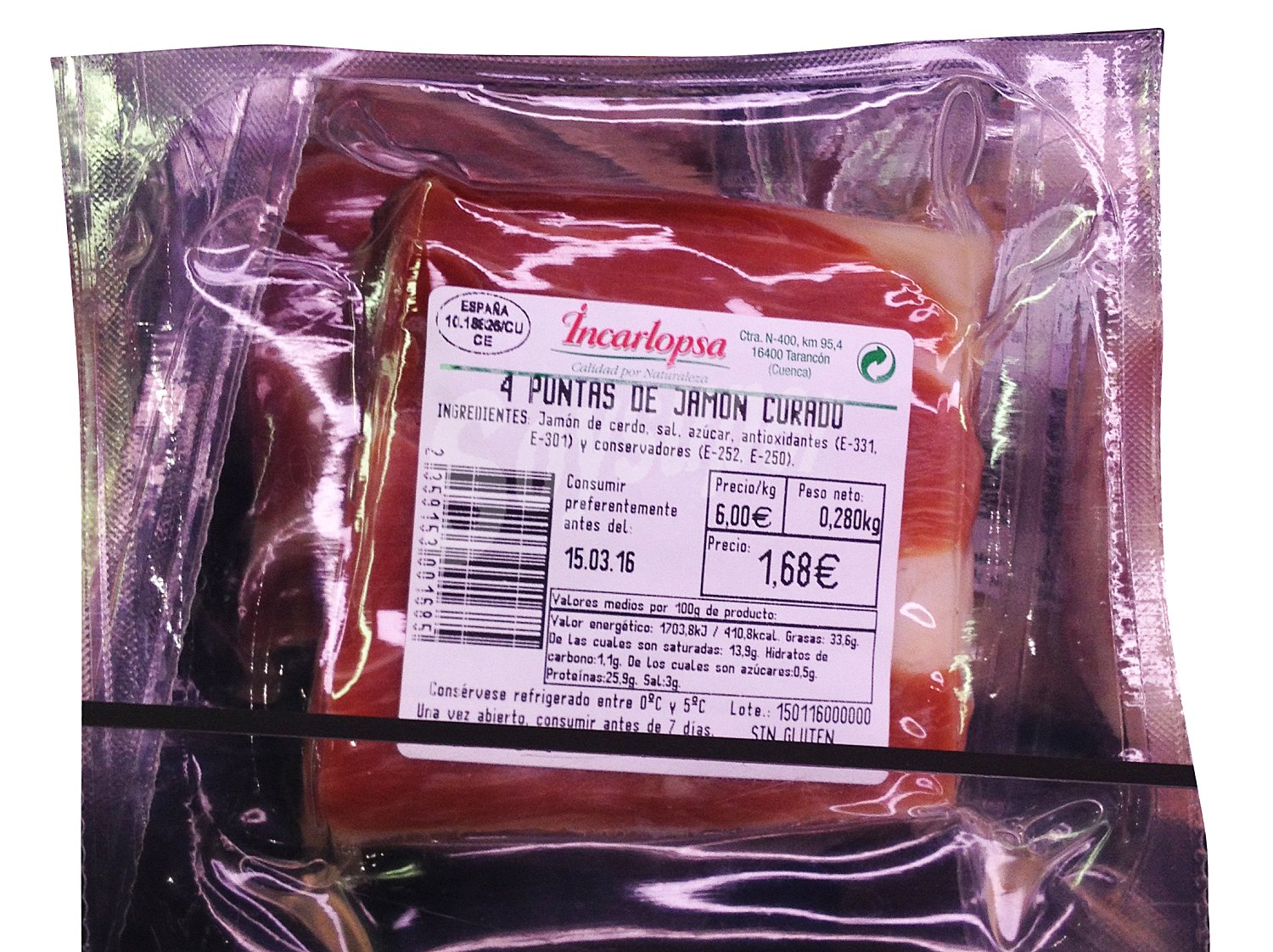 Jamon curado trozo (4 puntas)