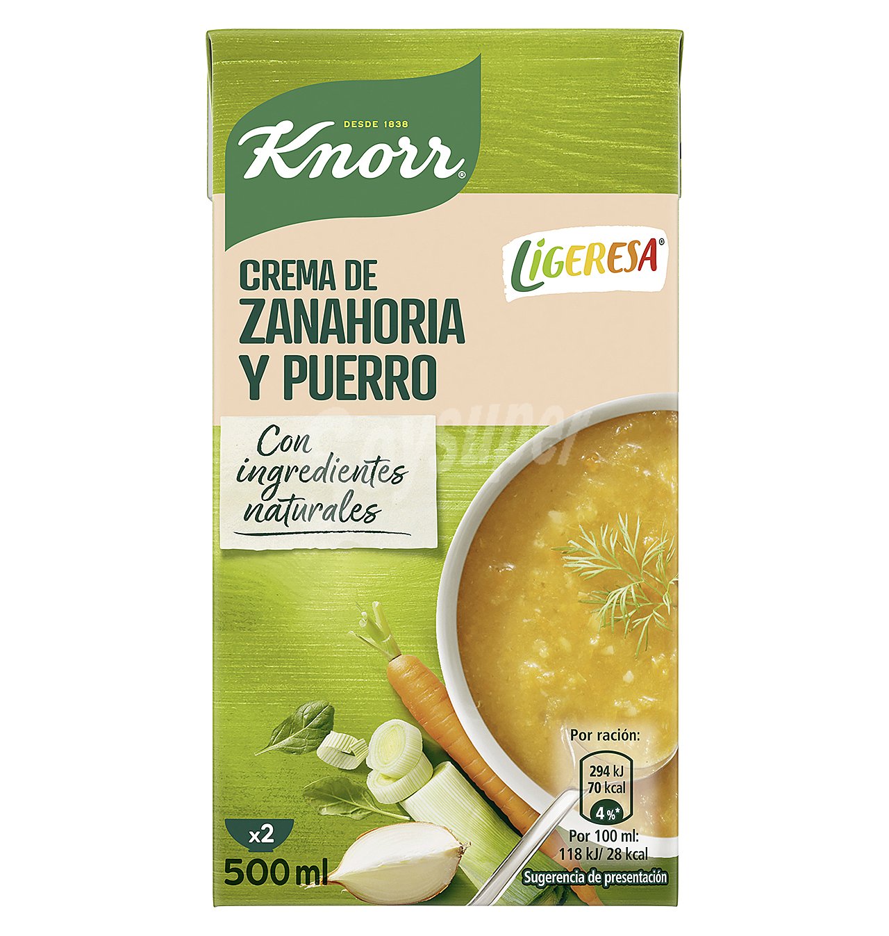 Crema knorr zanahoria y puerro