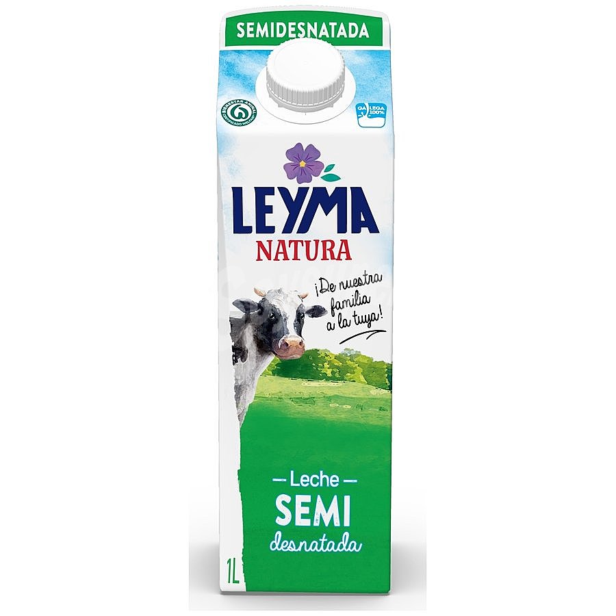 Leche de vaca semidesnatada de origen 100% gallego