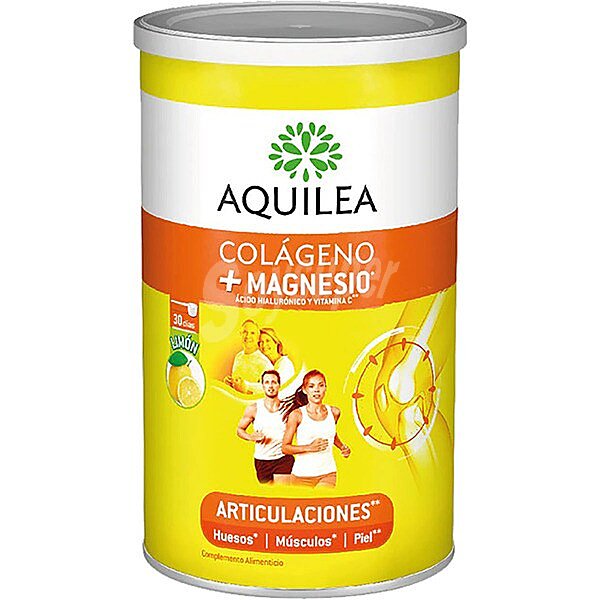 Colágeno y magnesio con ácido hialurónico y vitamina C sabor limón