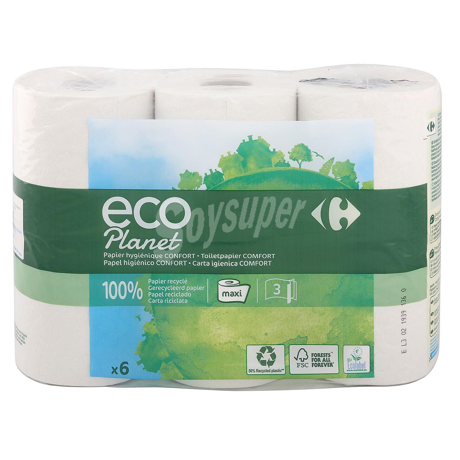 Papel higiénico maxi 3 capas ecológico Carrefour Eco Planet