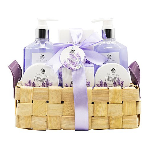 Becasan nature Cesta de mimbre asas con productos con aroma a lavanda para la higiene y el cuidado de nuestra piel becasan nature