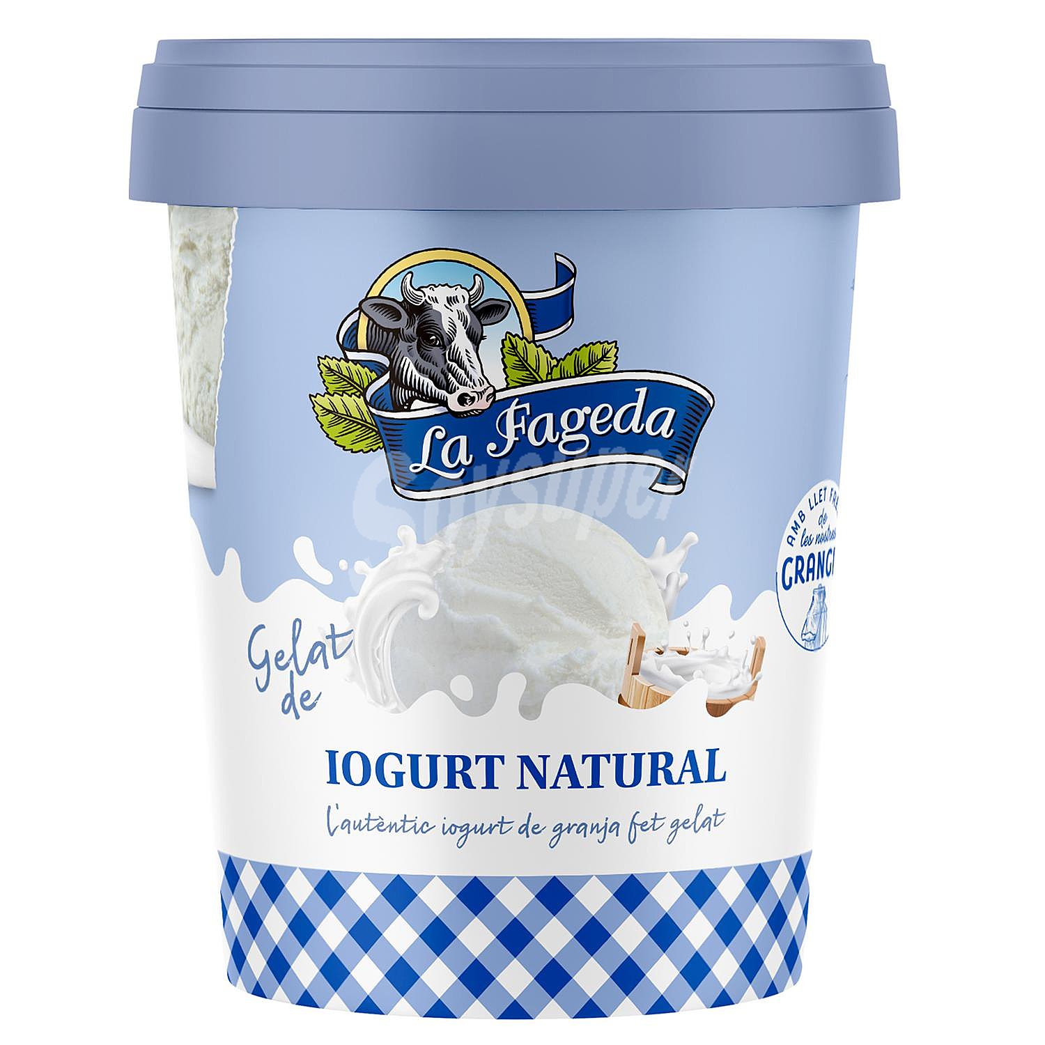 Tarrina de helado de yogurt natural, elaborado sin gluten