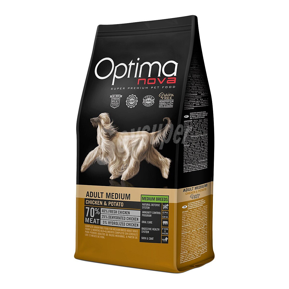 Super premium medium breeds pienso para perros adultos de raza mediana con pollo y patata