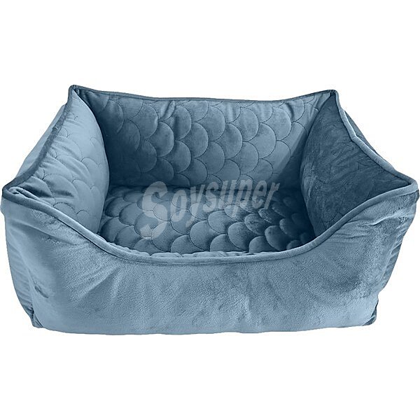 Cama para perros y gatos de terciopelo azul 61x45 cm 1 unidad