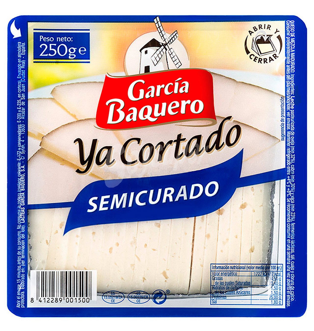 Queso garcía baquero semi ya cortado