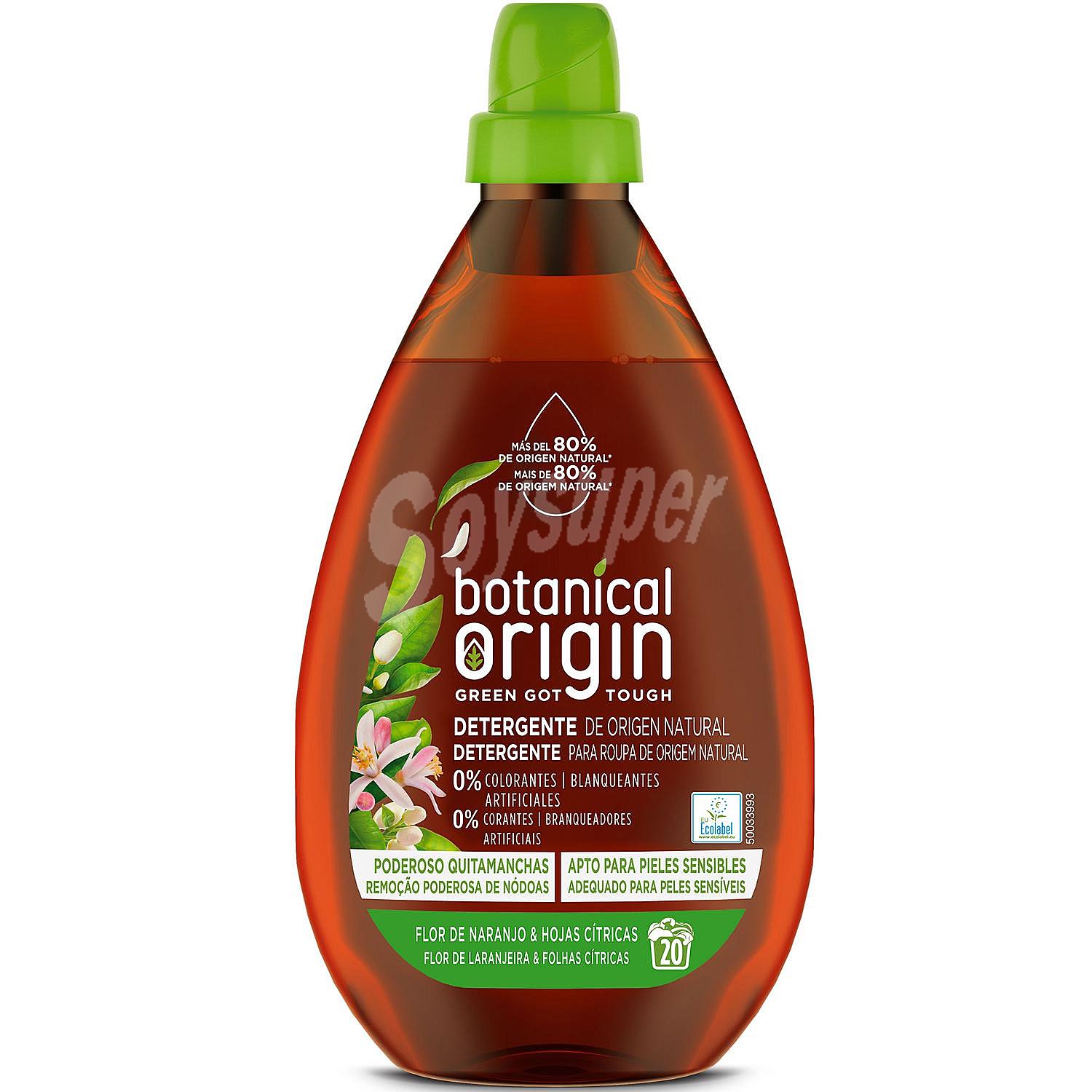 Detergente gel de Flor de naranjo & hojas cítricas, origen natural