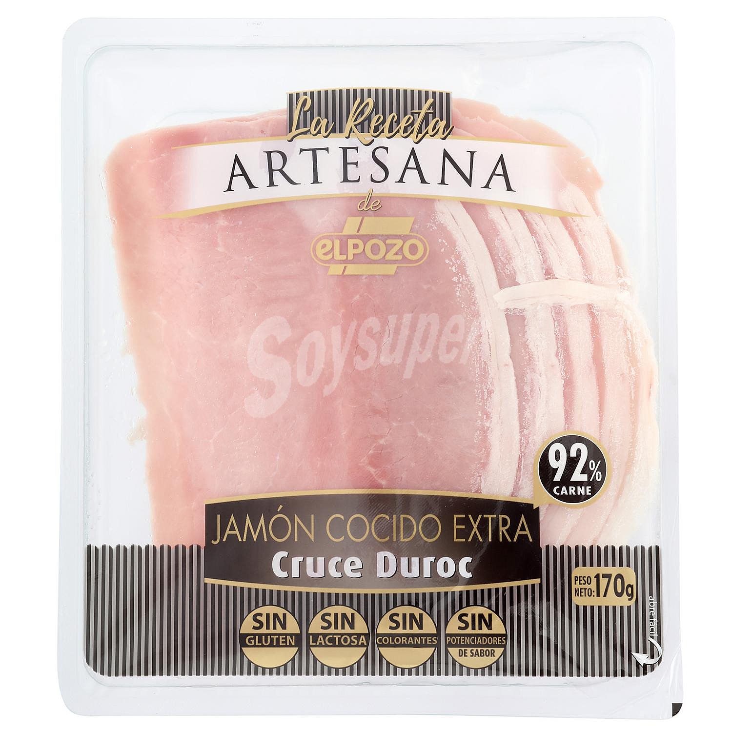 Jamón cocido extra Receta Artesana El Pozo sin gluten y sin lactosa