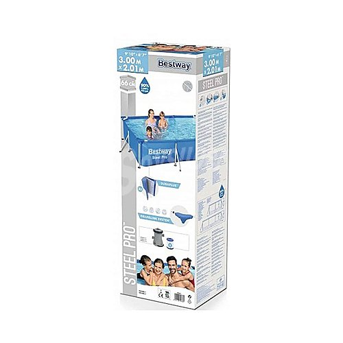 Piscina tubular con estructura metálica 3x2,01x0,66 m. y depuradora /hora bestway