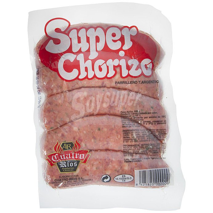 Súper chorizo parrillero de cerdo