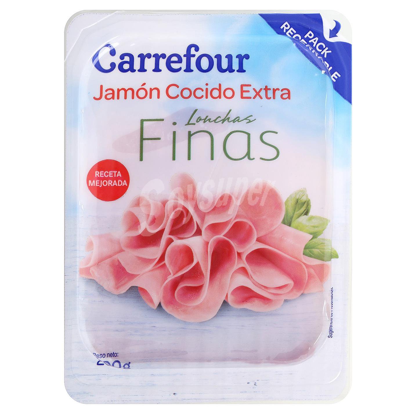 Jamón cocido extra lonchas finas Carrefour