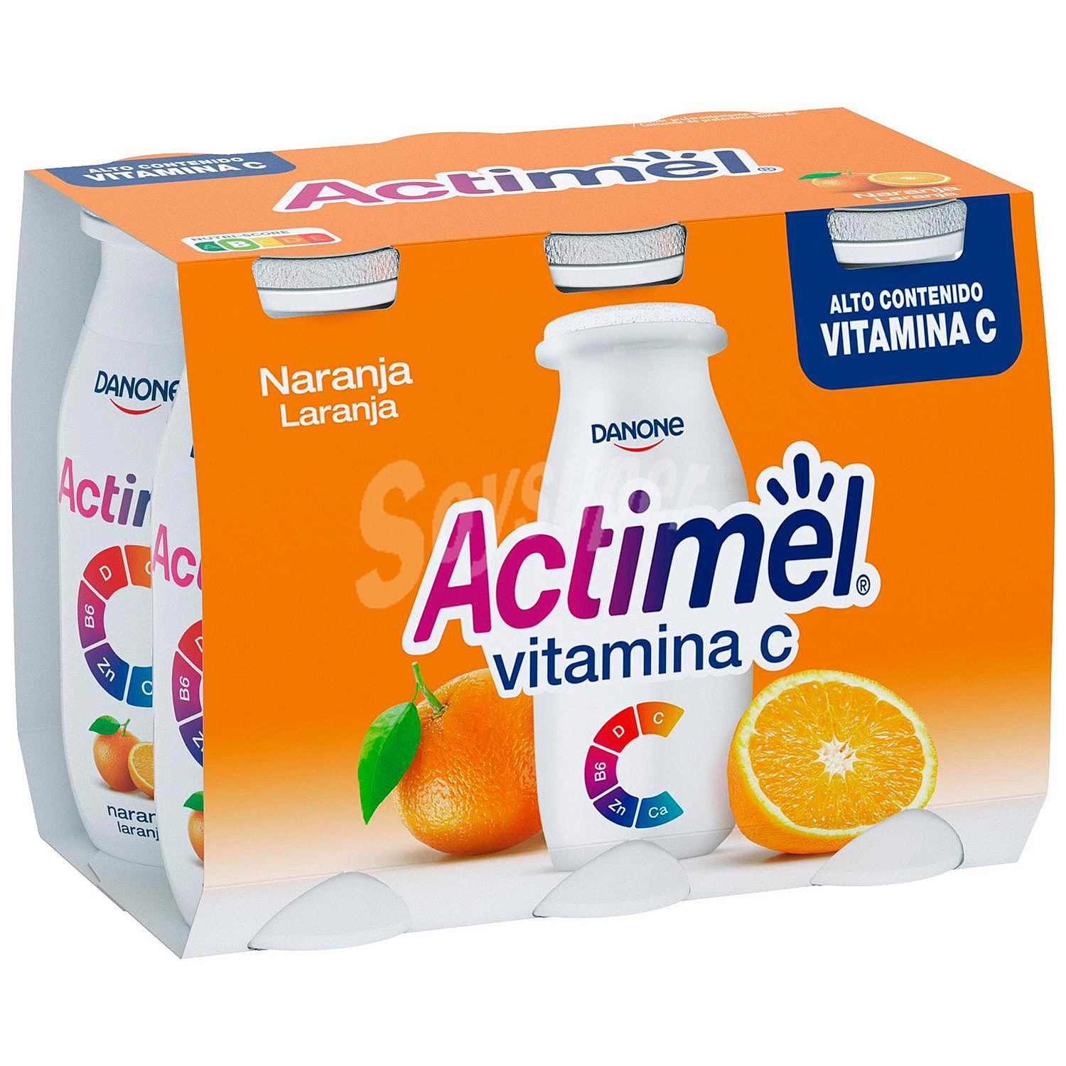 Yogur l.casei líquido de naranja Vit C Actimel