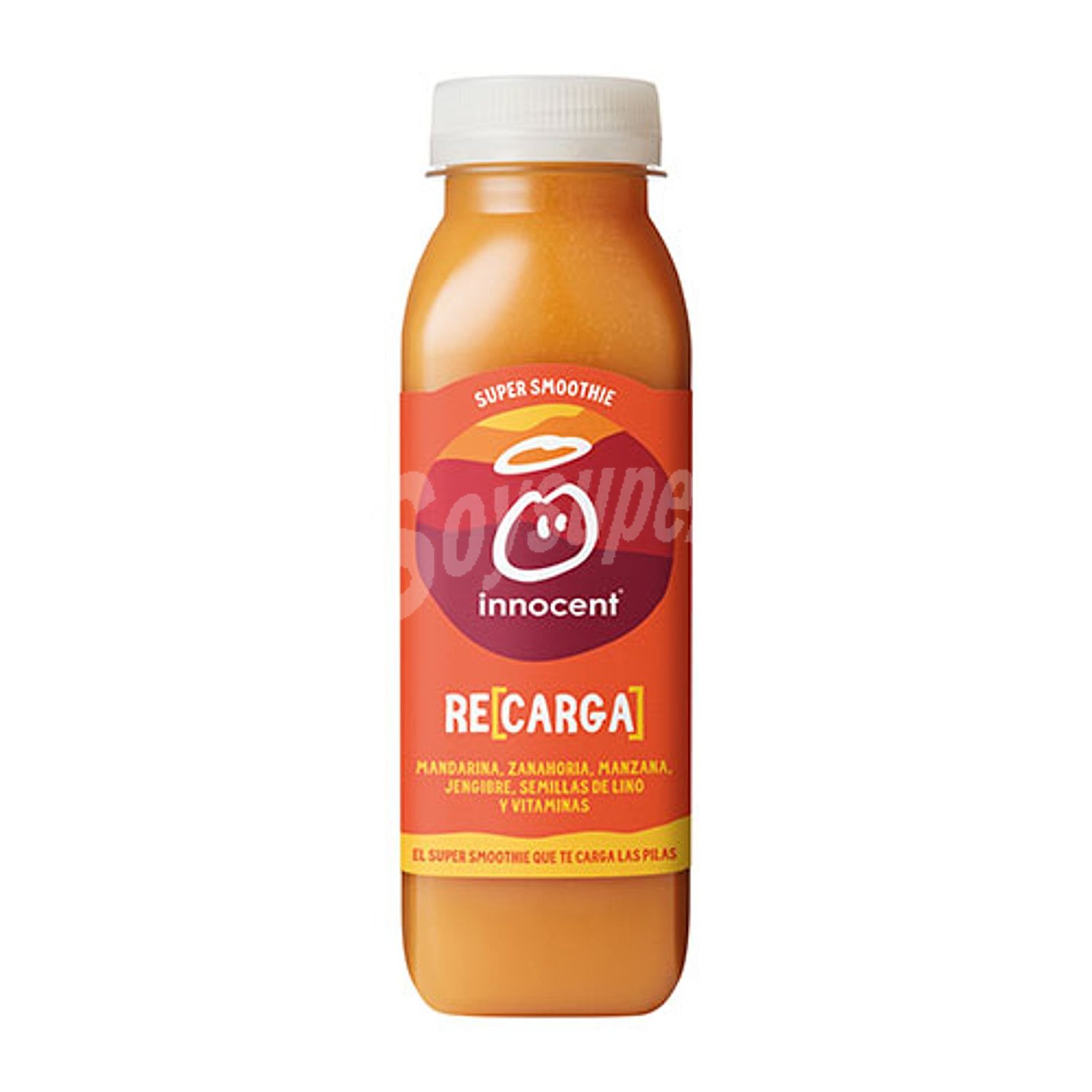 Smoothie super recarga de mandarina, zanahoria, manzana, jengibre, semillas de lino y vitaminas