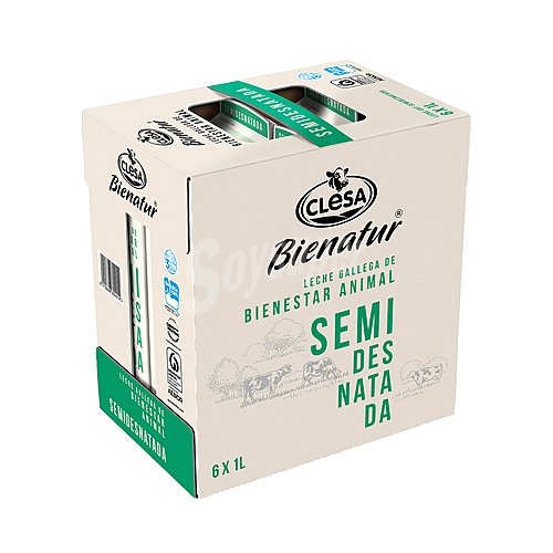 Clesa Leche de vaca semidesnatada de origen 100% gallega de bienestar animal clesa Bienatur