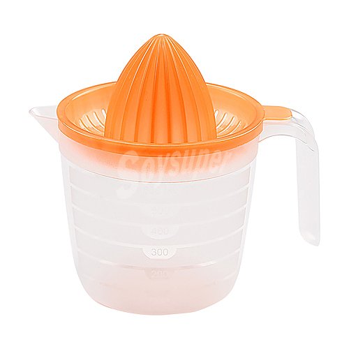 Exprimidor jara de plástico con tapa naranja, 0,6 litros, metaltex.