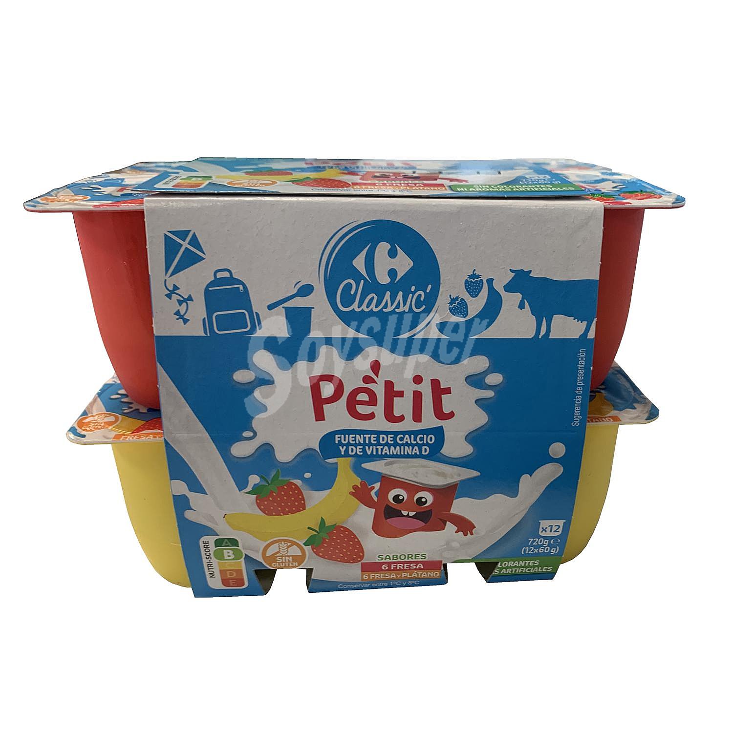 Petit de fresa y de fresa-plátano Carrefour Classic' sin gluten