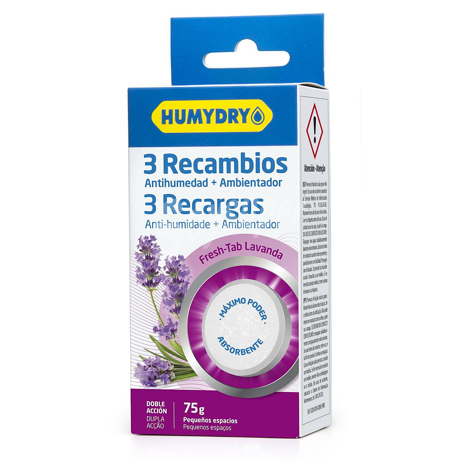 Antihumedad y ambientador aroma lavanda recambios Humydry