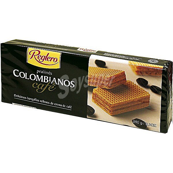 Galletas de barquillo rellenos de crema de café Reglero