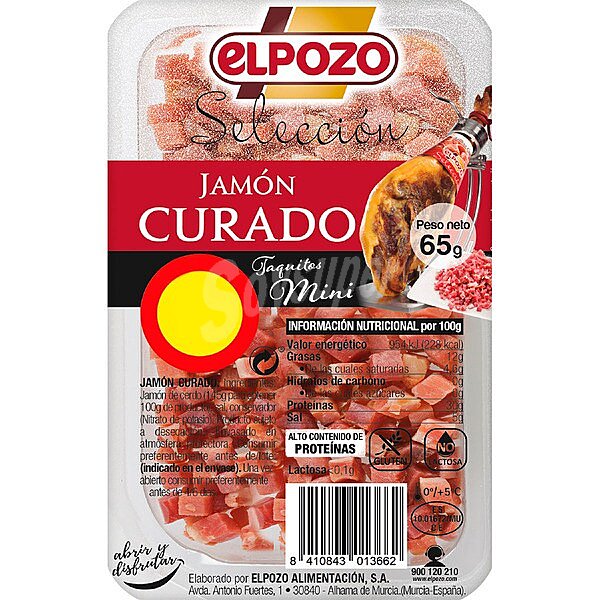 Jamón curado en taquitos mini