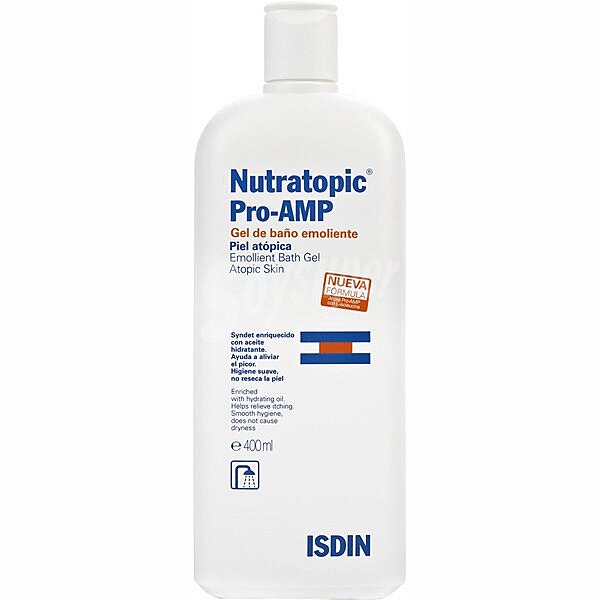 Nutratopic Pro-Amp gel de baño emoliente para reparar los síntomas de las pieles atópicas