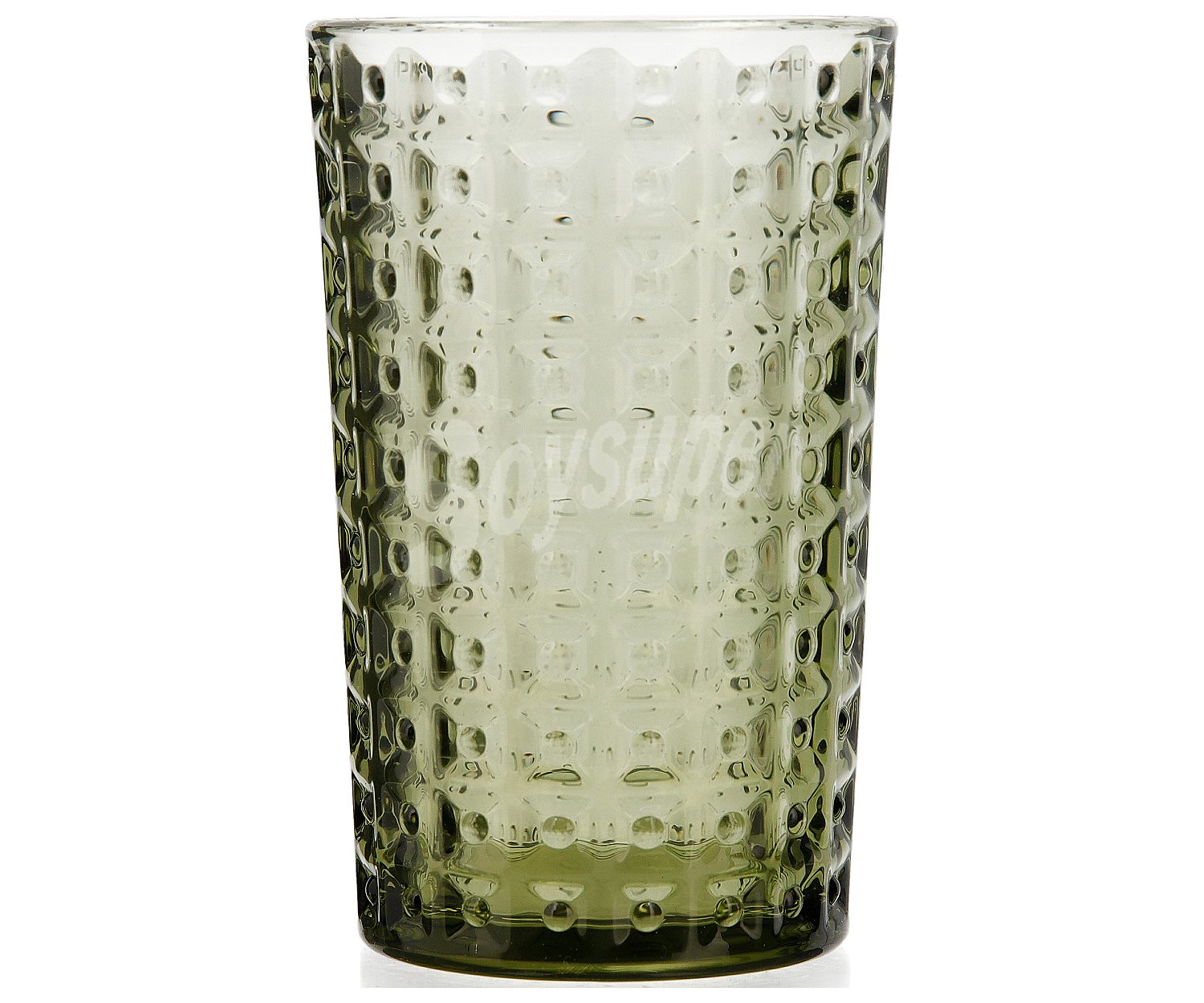 Vaso de vidrio alto color verde con relieve exterior, 0,35 litros, Alma, La Boucheé by